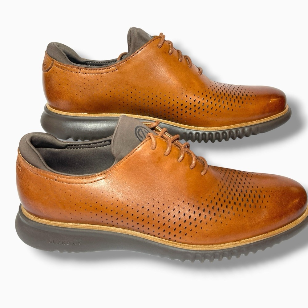 Cole Haan Men 2.ZeroGrand Laser Wingtip Oxford British Tan Java C25351 Size 10.5 - Picture 2 of 12
